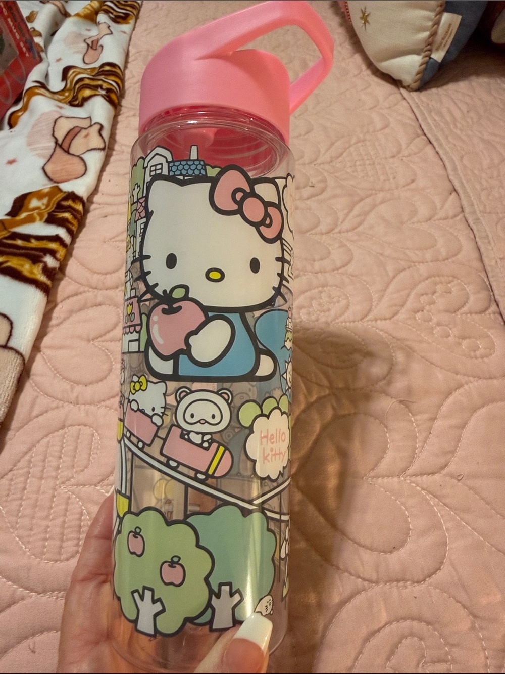 Sanrio Hello Kitty Clear Bottle with Pink Cap